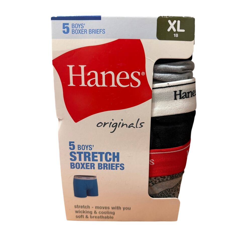 Hanes Boys Underwear Boxer Briefs 5 Pack Camo & Assorted Size Extra Large XL New